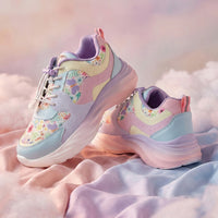 Splash Kicks Girls Mauve Floral Snap-Lock Sneakers