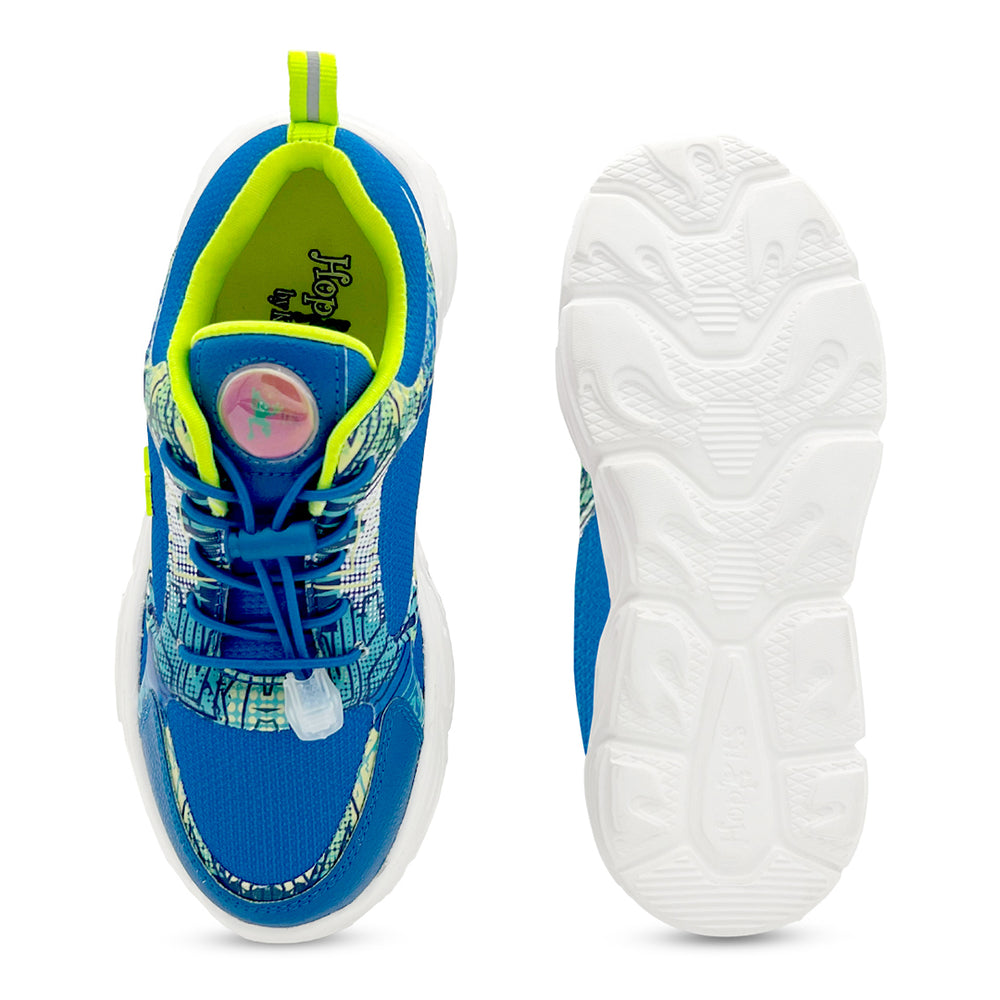GlowGetters-Kids Boys Royal Blue Abstract Print Sneakers - Hopits