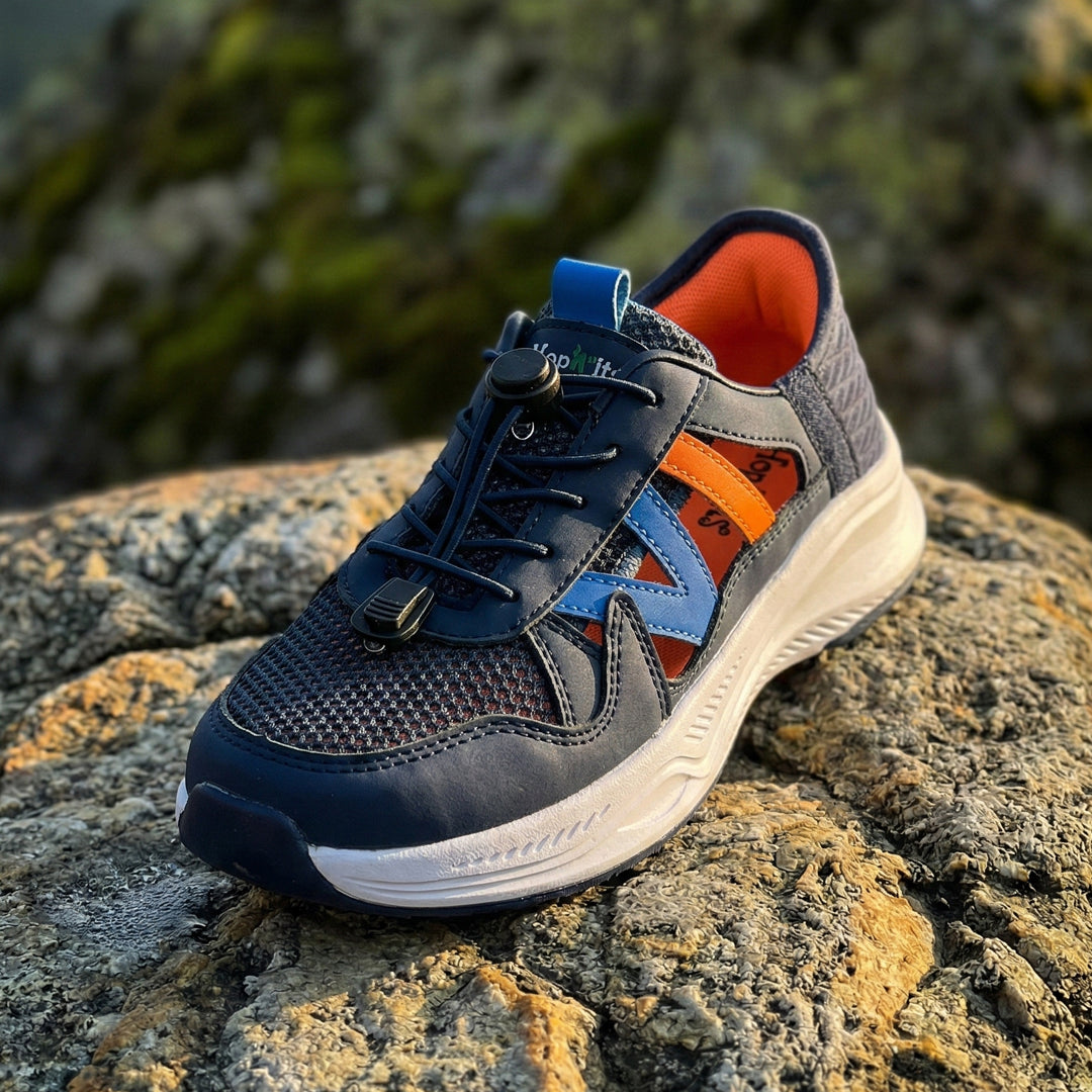 FlexTrek Toggle Clasp Closure Sneaker Shoes-Navy - Hopits