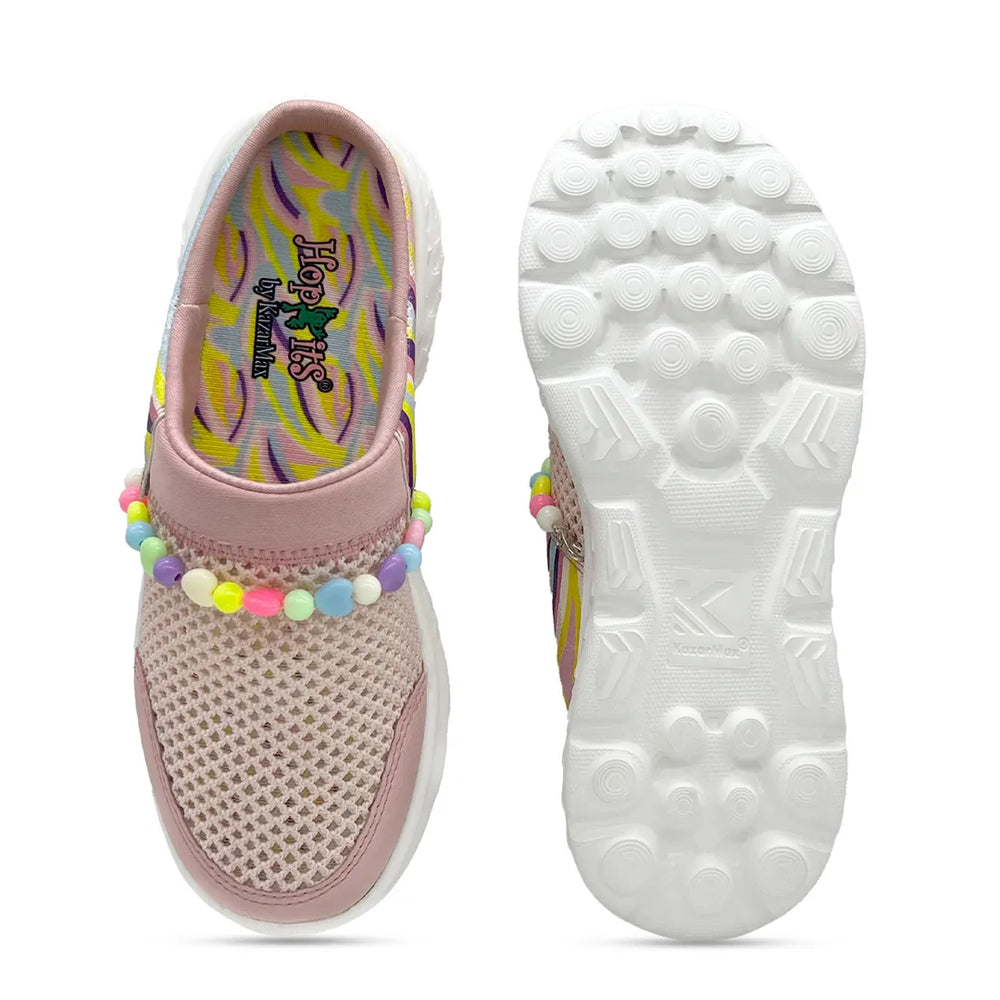 Summer Breeze Girls Peach Detachable Friendship Bracelet Slip-On Mule - Hopits
