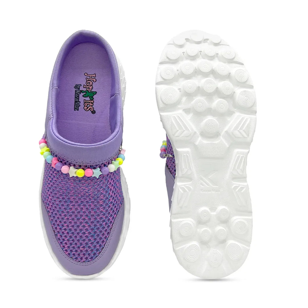 Summer Breeze Girls Cotton Candy Purple Detachable Friendship Bracelet Slip-On Mule - Hopits