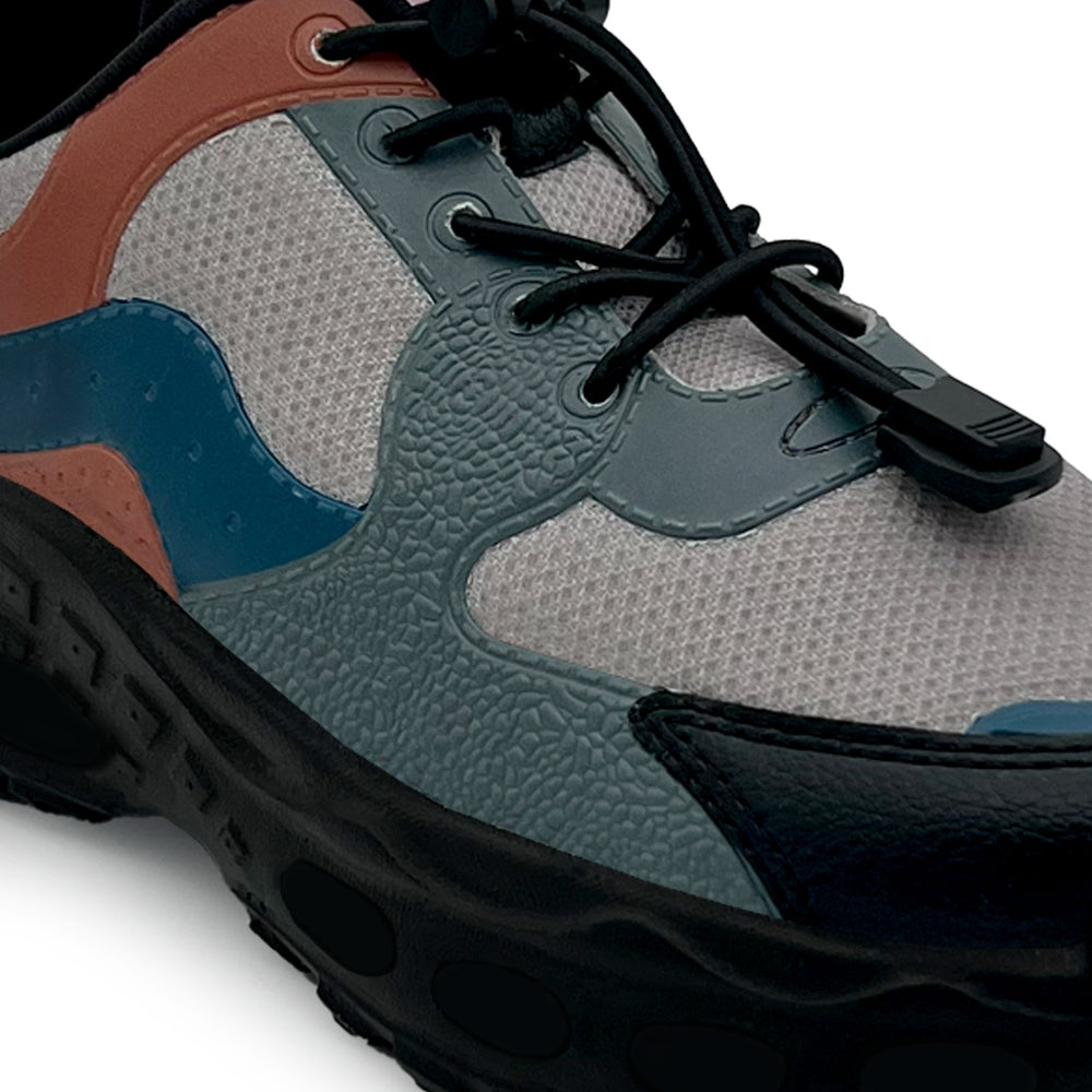 Splash Kicks Grey Black Sneakers With Snap-Lock - Hopits