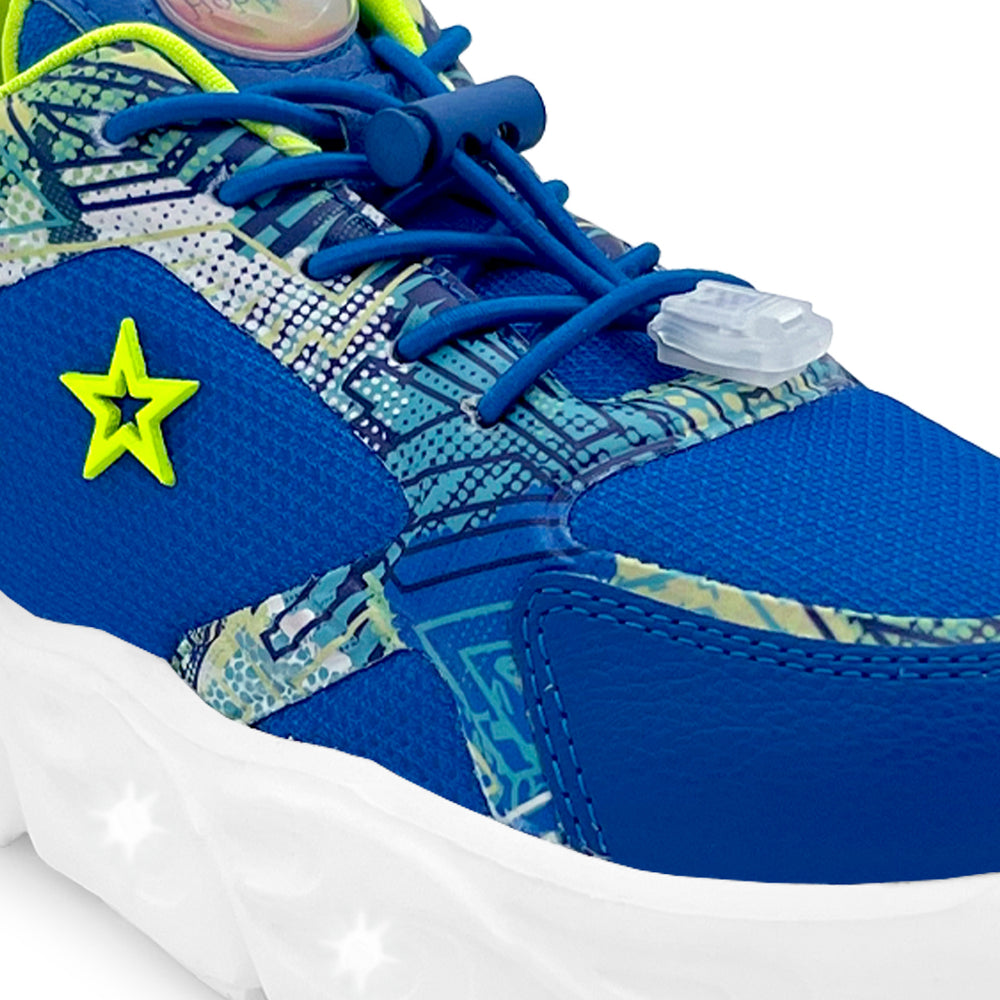 GlowGetters-Kids Boys Royal Blue Abstract Print Sneakers - Hopits