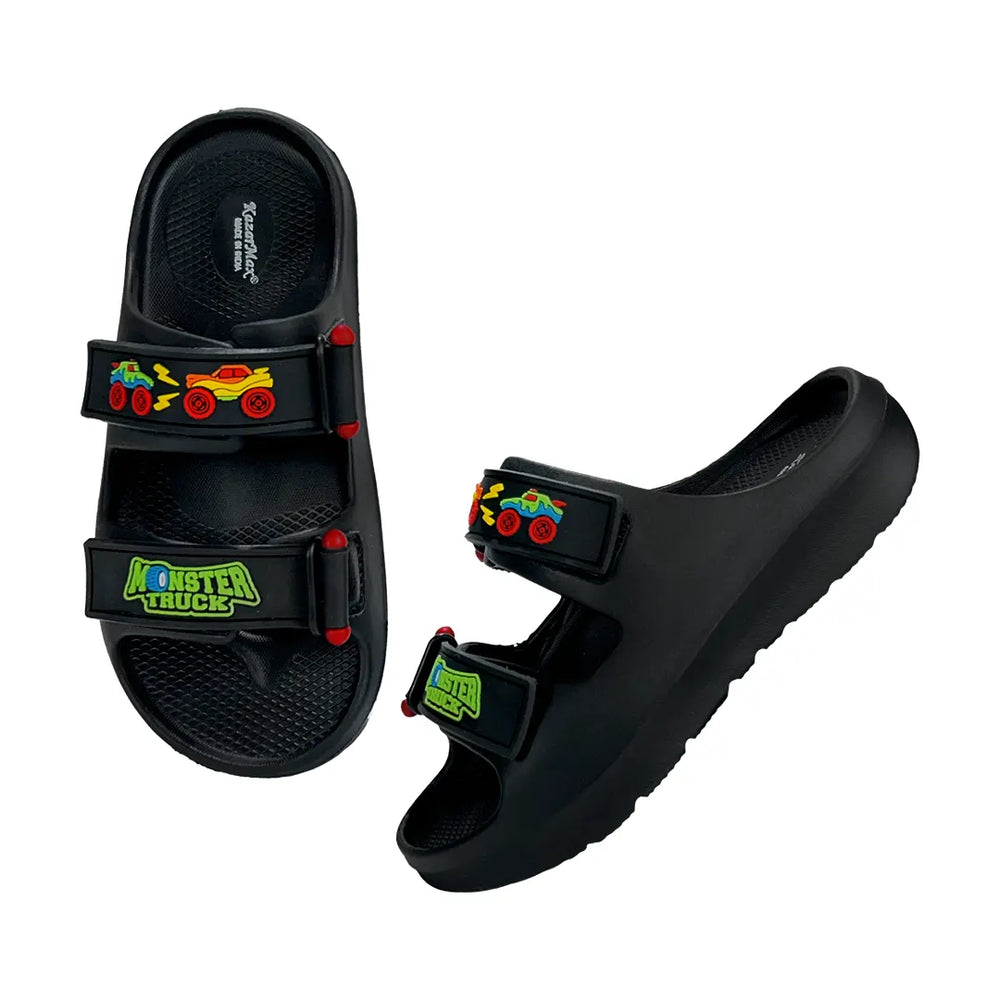 Evolve- Boys Black/Green Monster Truck Water Proof Sandal - Hopits