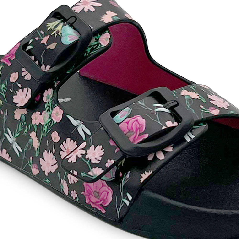Splash-Steps Black Floral Printed Waterproof Sandal - Hopits