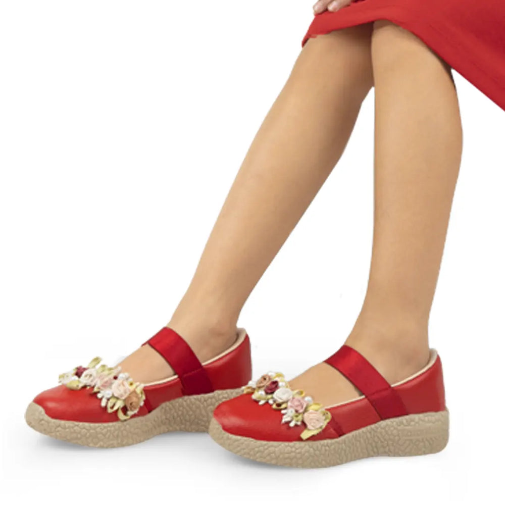 Trotter - Gardenia Red Floral Ballerinas - Hopits