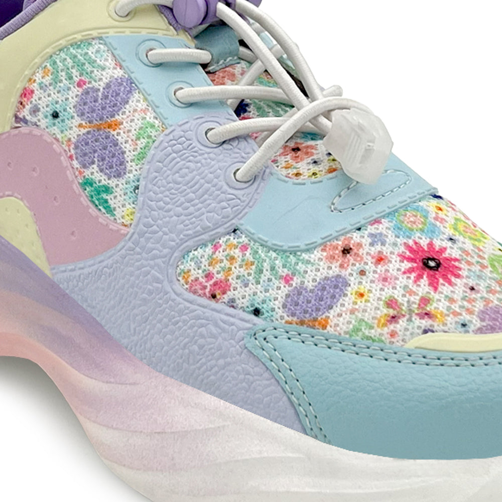 Splash Kicks Floral Mauve Sneakers With Snap-Lock - Hopits