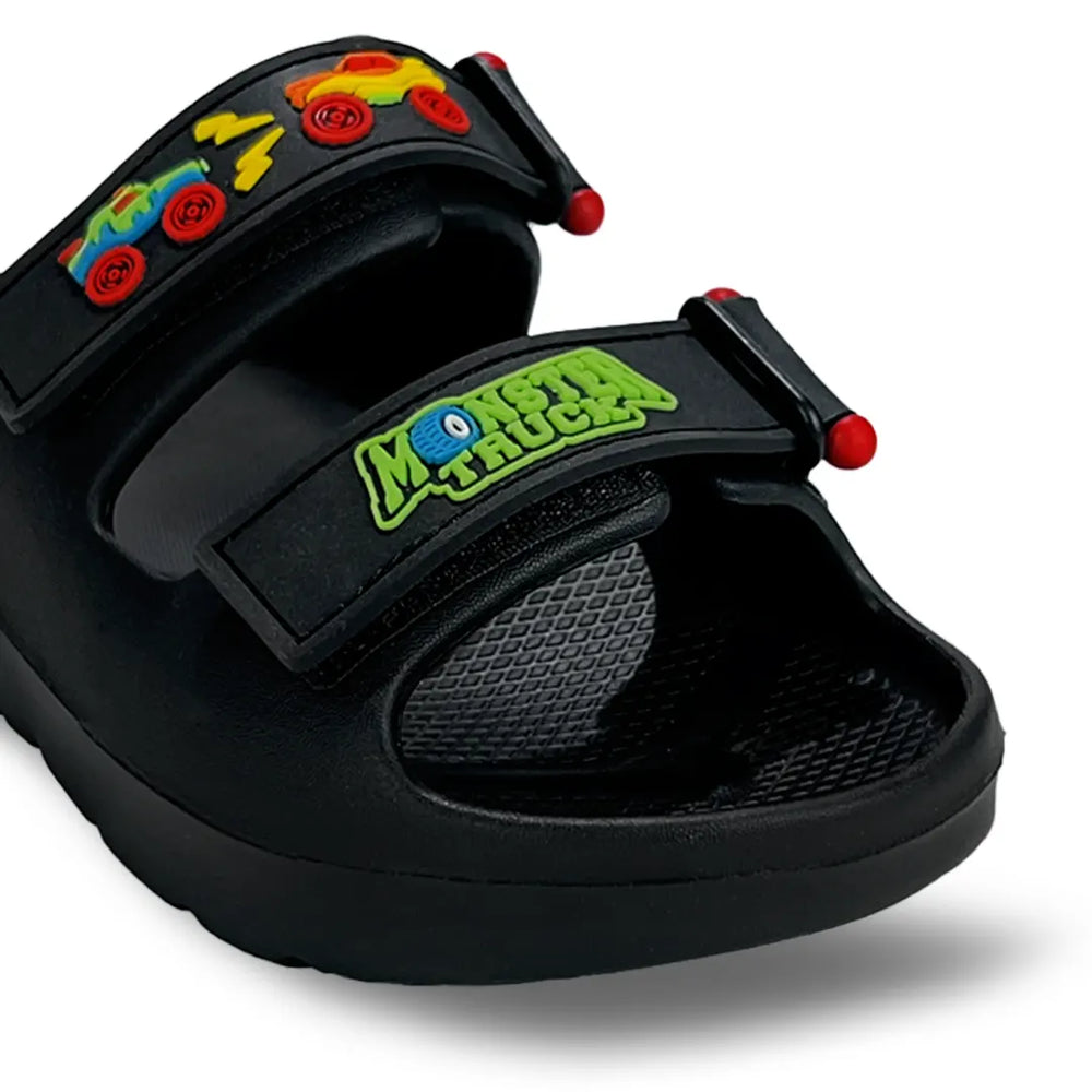 Evolve- Boys Black/Green Monster Truck Water Proof Sandal - Hopits