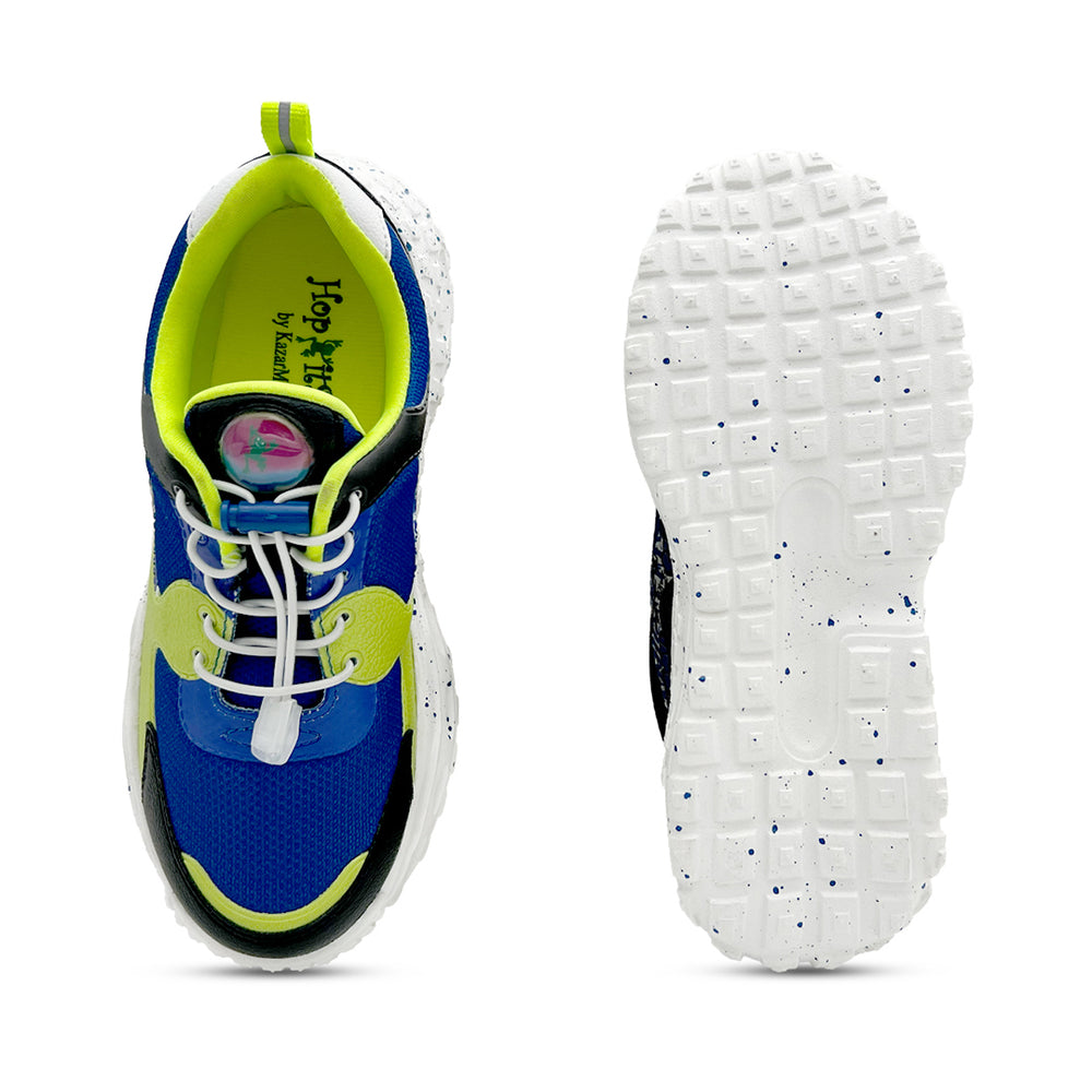 Splash Kicks Royal Blue Neon Green Sneakers With Snap-Lock - Hopits