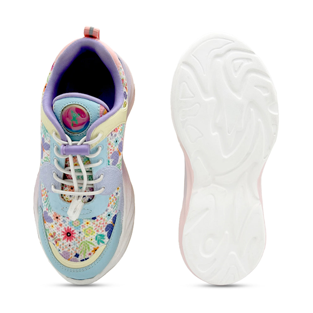 Splash Kicks Floral Mauve Sneakers With Snap-Lock - Hopits