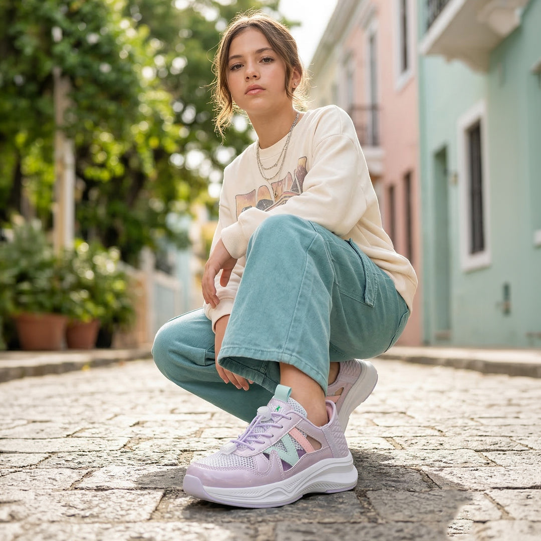 FlexTrek Toggle Clasp Closure Sneaker Shoes-Lavender - Hopits