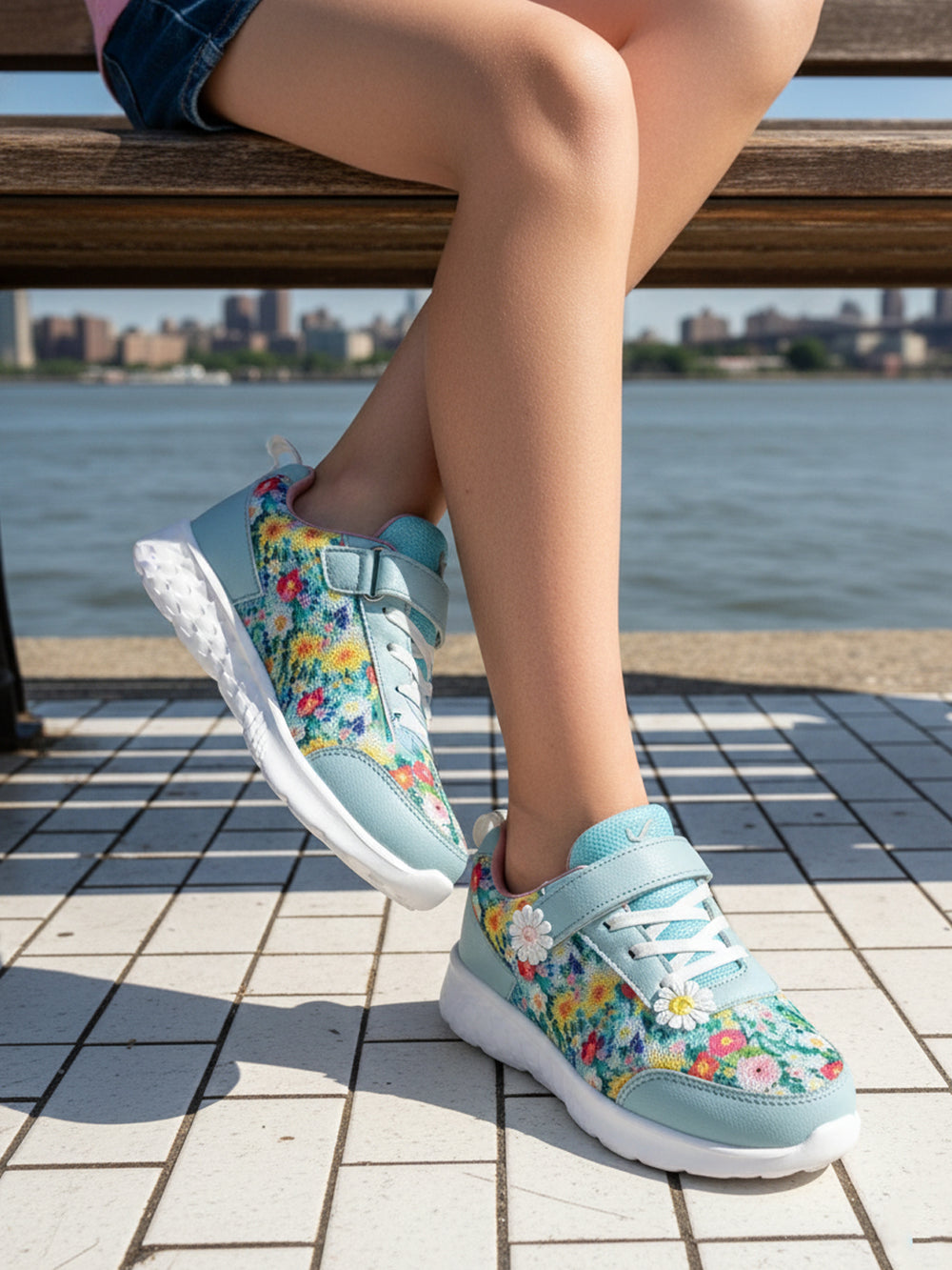 Surge - Blue Floral Printed Sneaker - Hopits