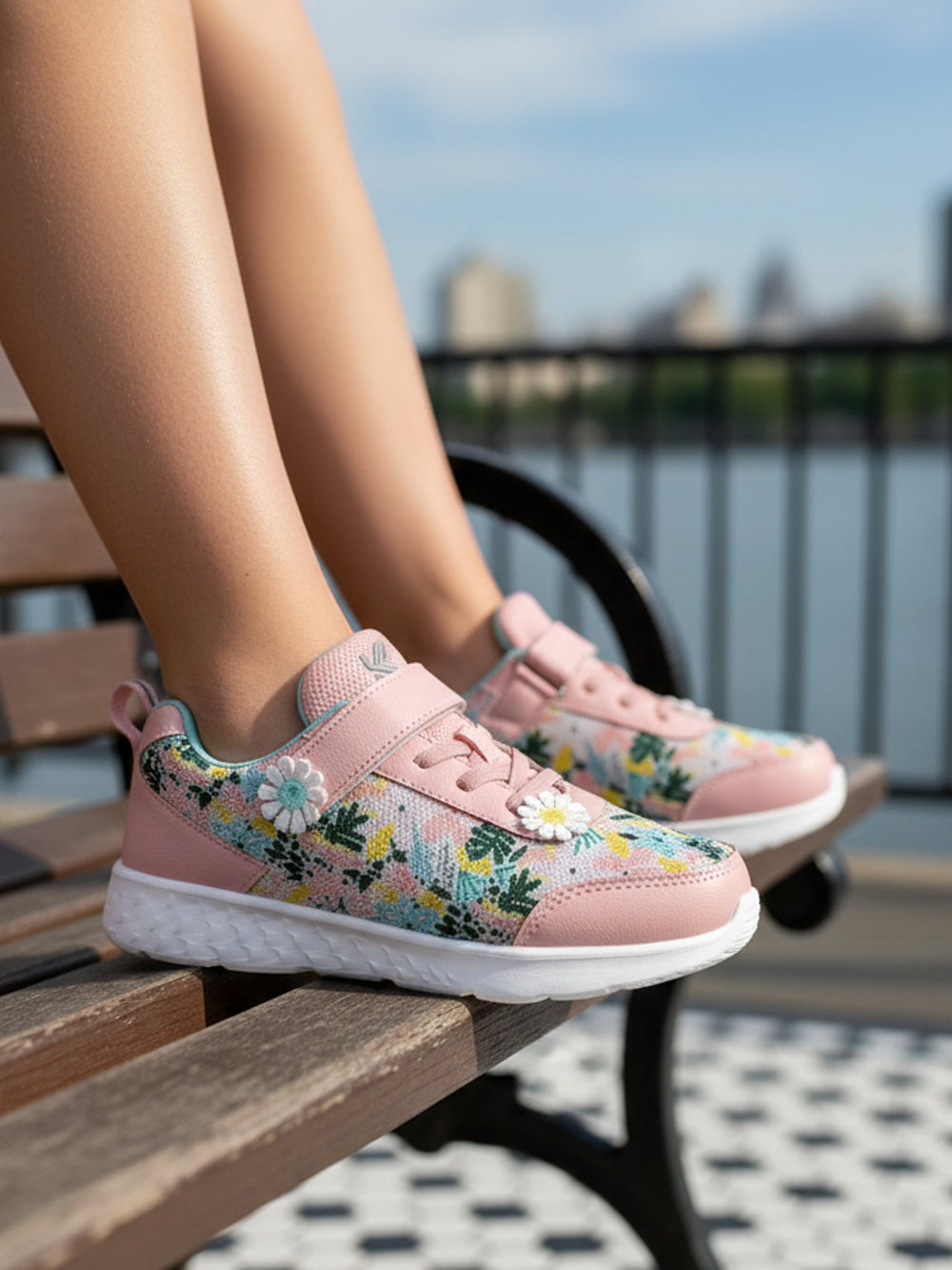 Surge - Peach Floral Printed Sneaker - Hopits