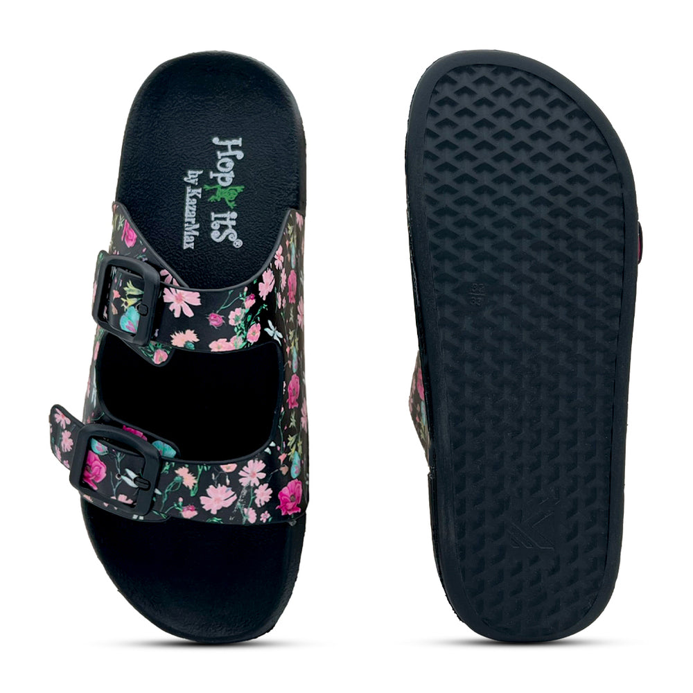 Splash-Steps Black Floral Printed Waterproof Sandal - Hopits