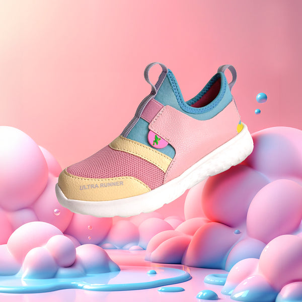 Ultra Runner Girls Pink Pastel Colour-Block Sneakers
