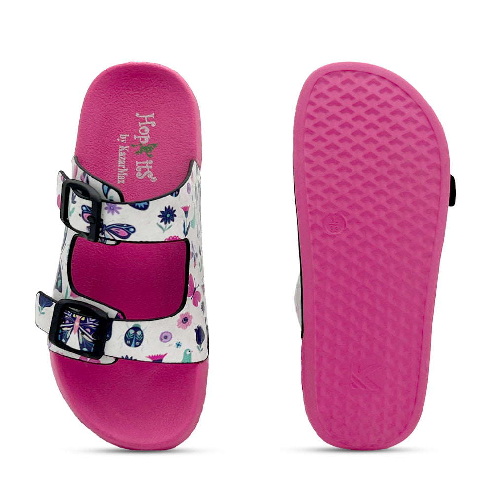 Splash-Steps White & Pink Butterflies Printed Waterproof Sandal - Hopits