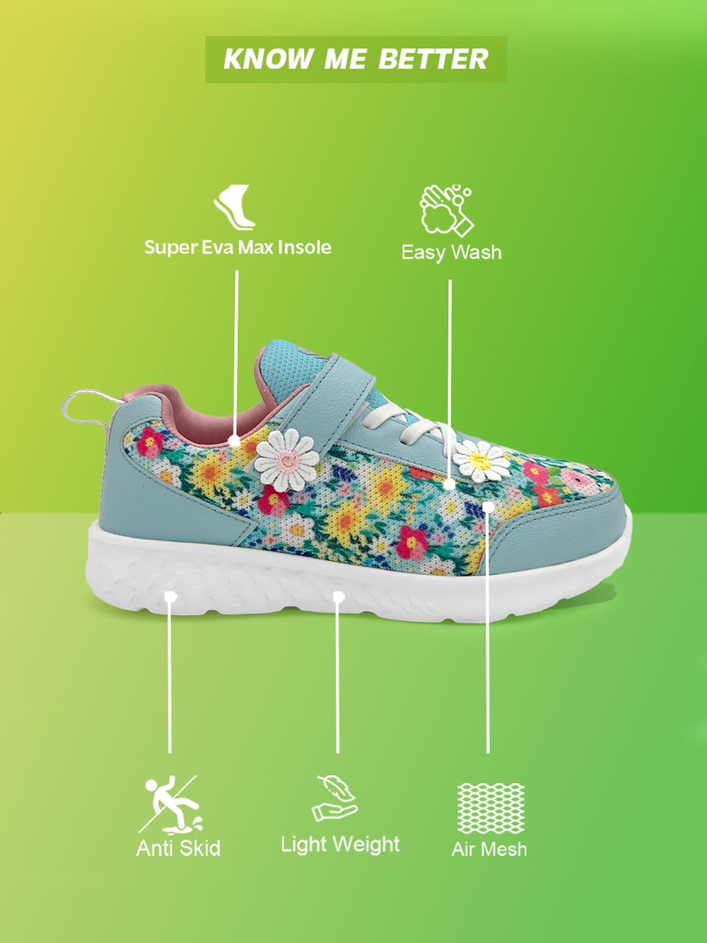 Surge - Blue Floral Printed Sneaker - Hopits