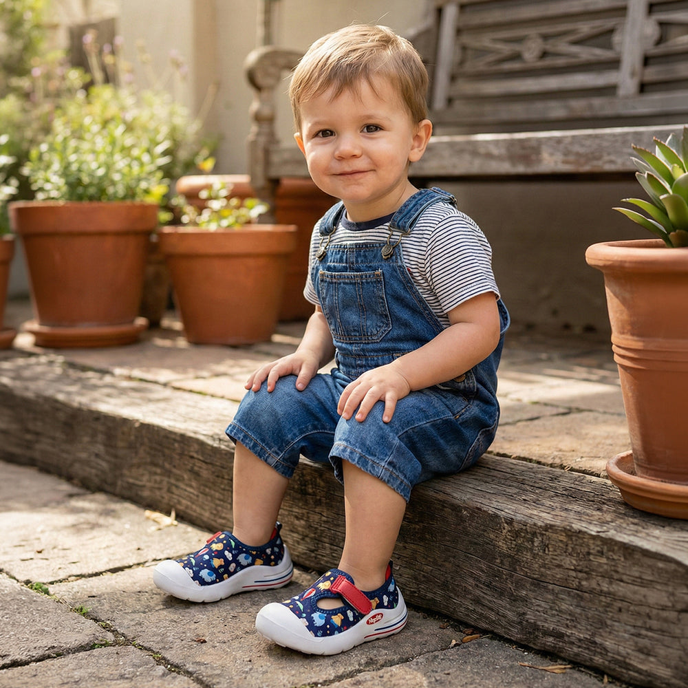 EasyFlex Tots Navy Blue with Jungle Safari Print - Hopits