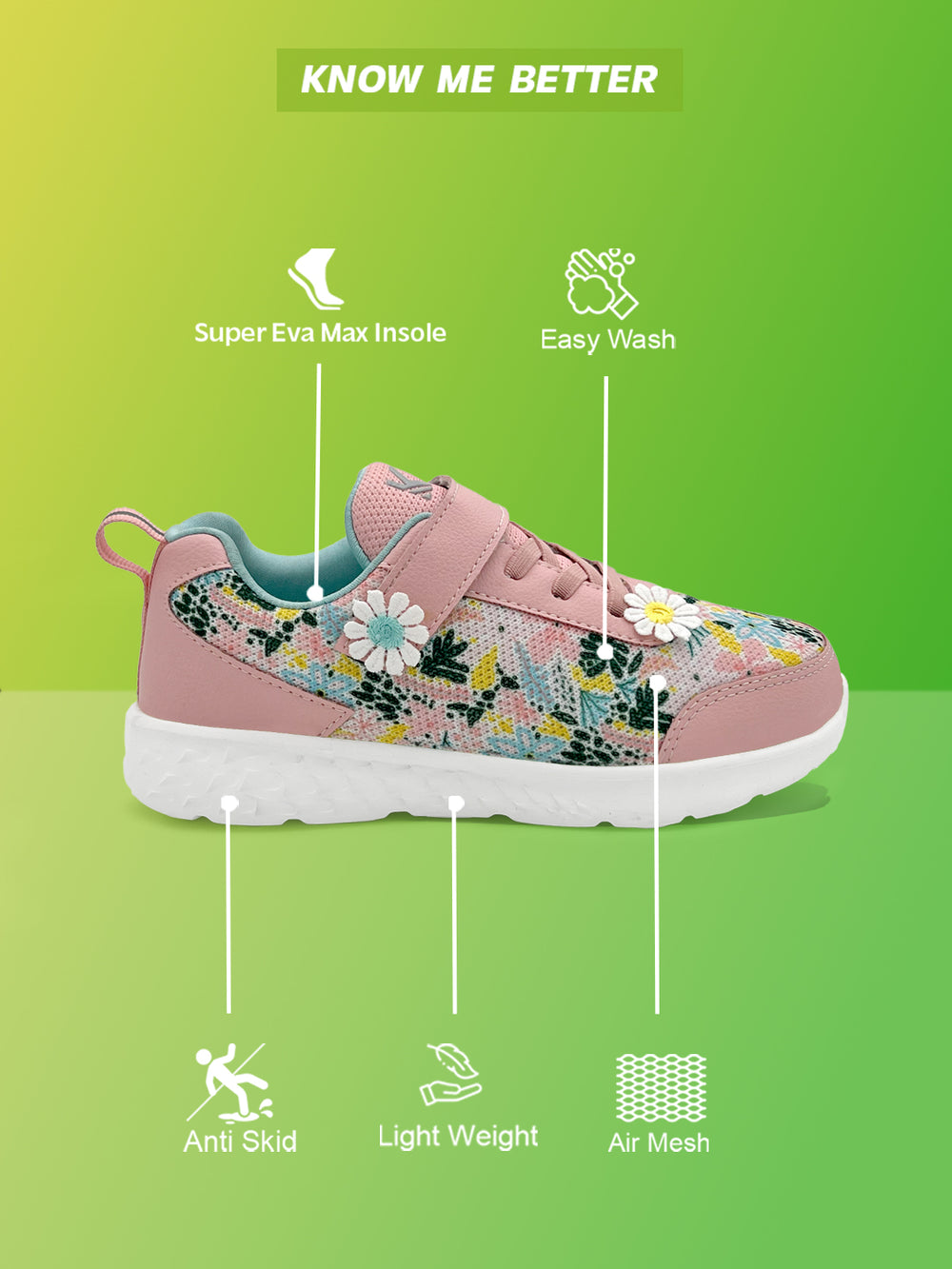 Surge - Peach Floral Printed Sneaker - Hopits