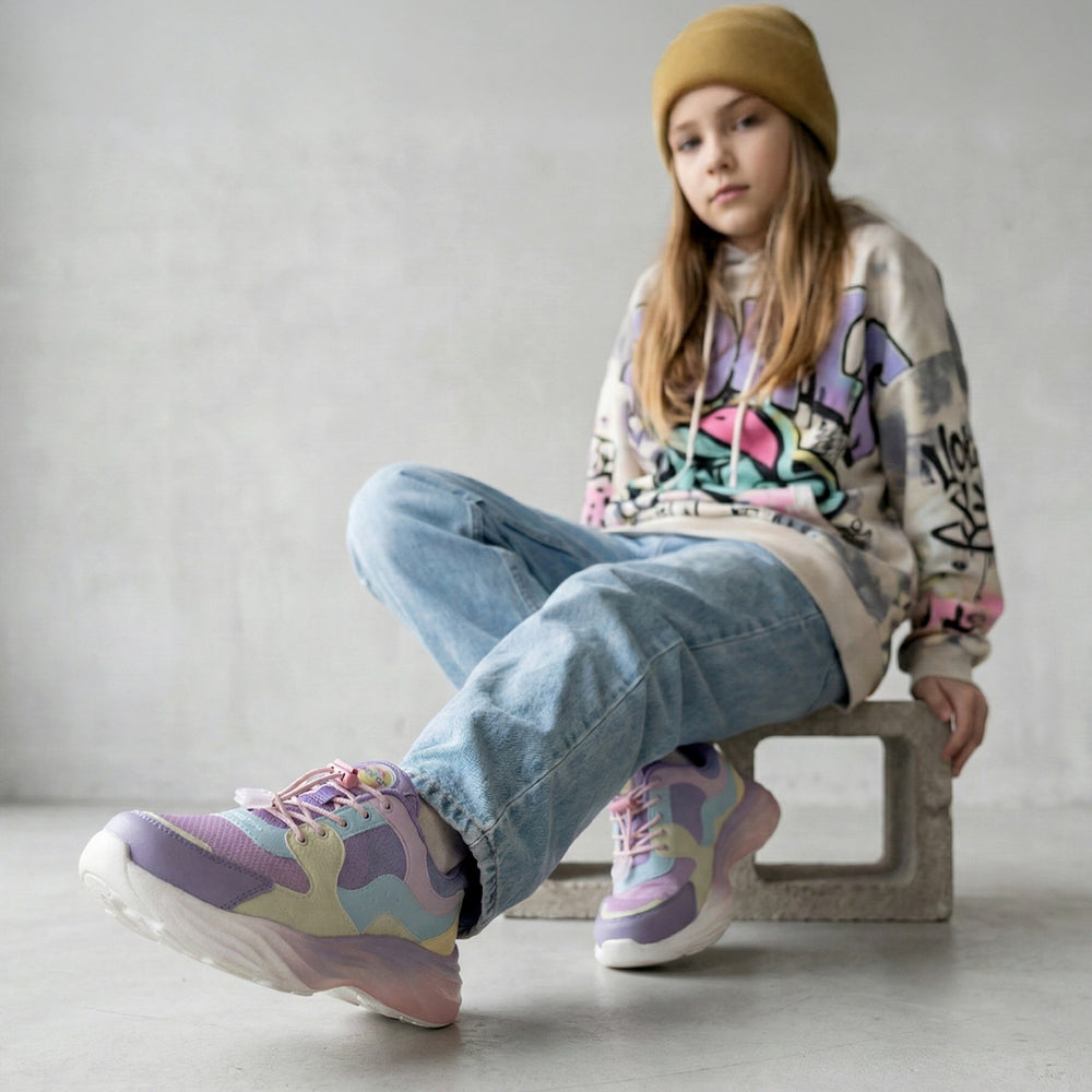 Splash Kicks Pink Ombre Mauve Sneakers With Snap-Lock - Hopits