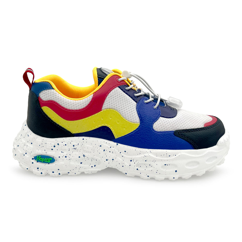 Splash Kicks White Yellow Red Sneakers With Snap-Lock - Hopits