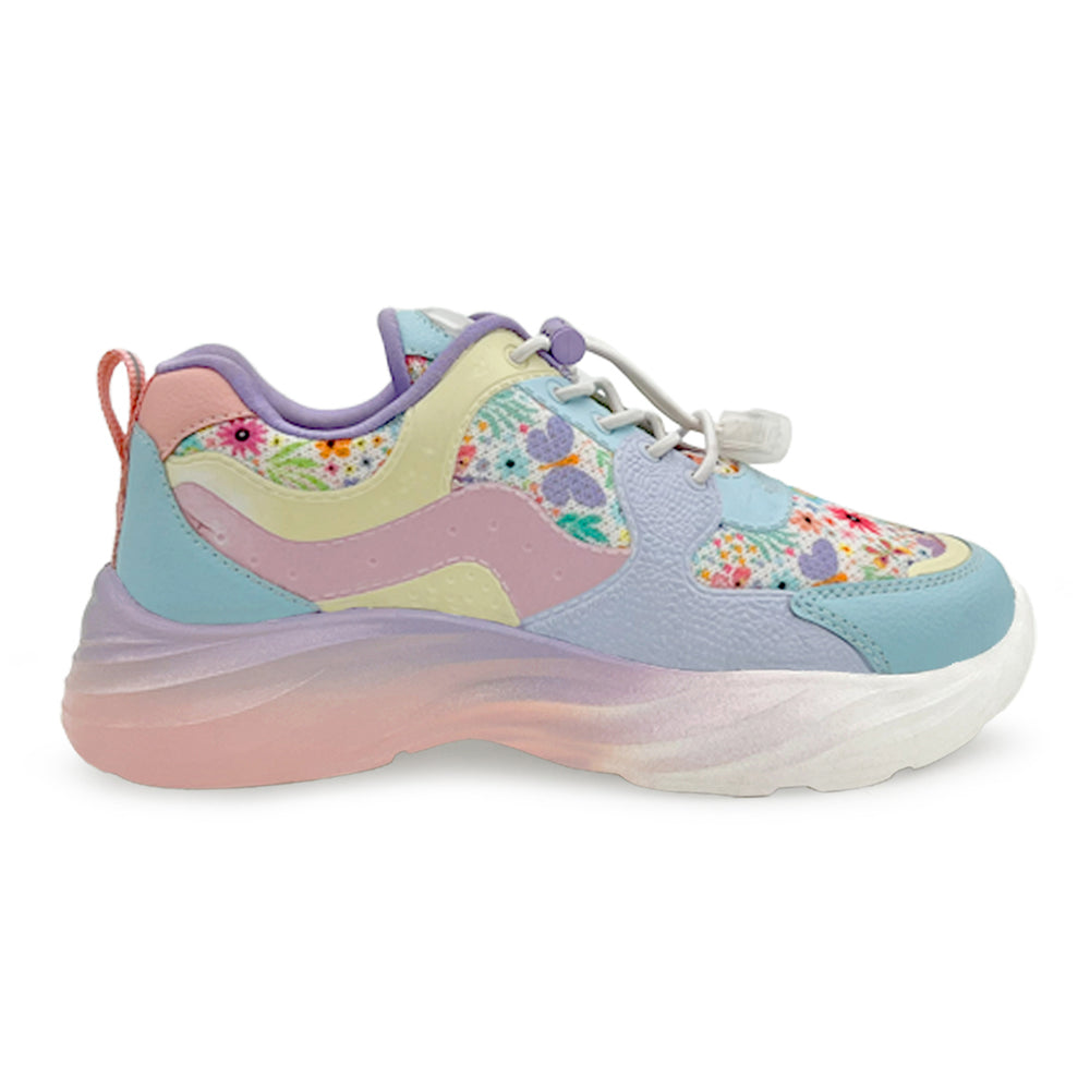 Splash Kicks Floral Mauve Sneakers With Snap-Lock - Hopits