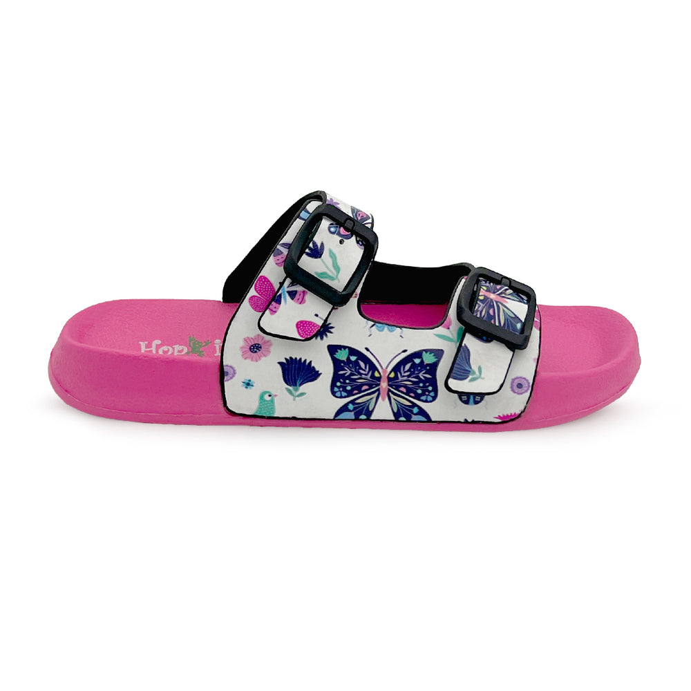 Splash-Steps White & Pink Butterflies Printed Waterproof Sandal - Hopits