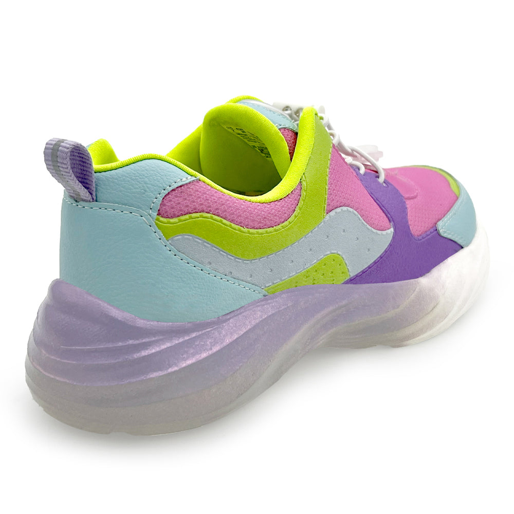 Splash Kicks Pink Neon Green Sneakers With Snap-Lock - Hopits