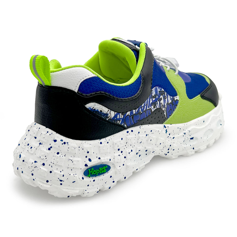Splash Kicks Royal Blue Neon Green Sneakers With Snap-Lock - Hopits