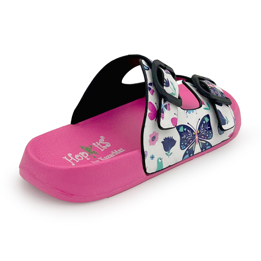 Splash-Steps White & Pink Butterflies Printed Waterproof Sandal - Hopits