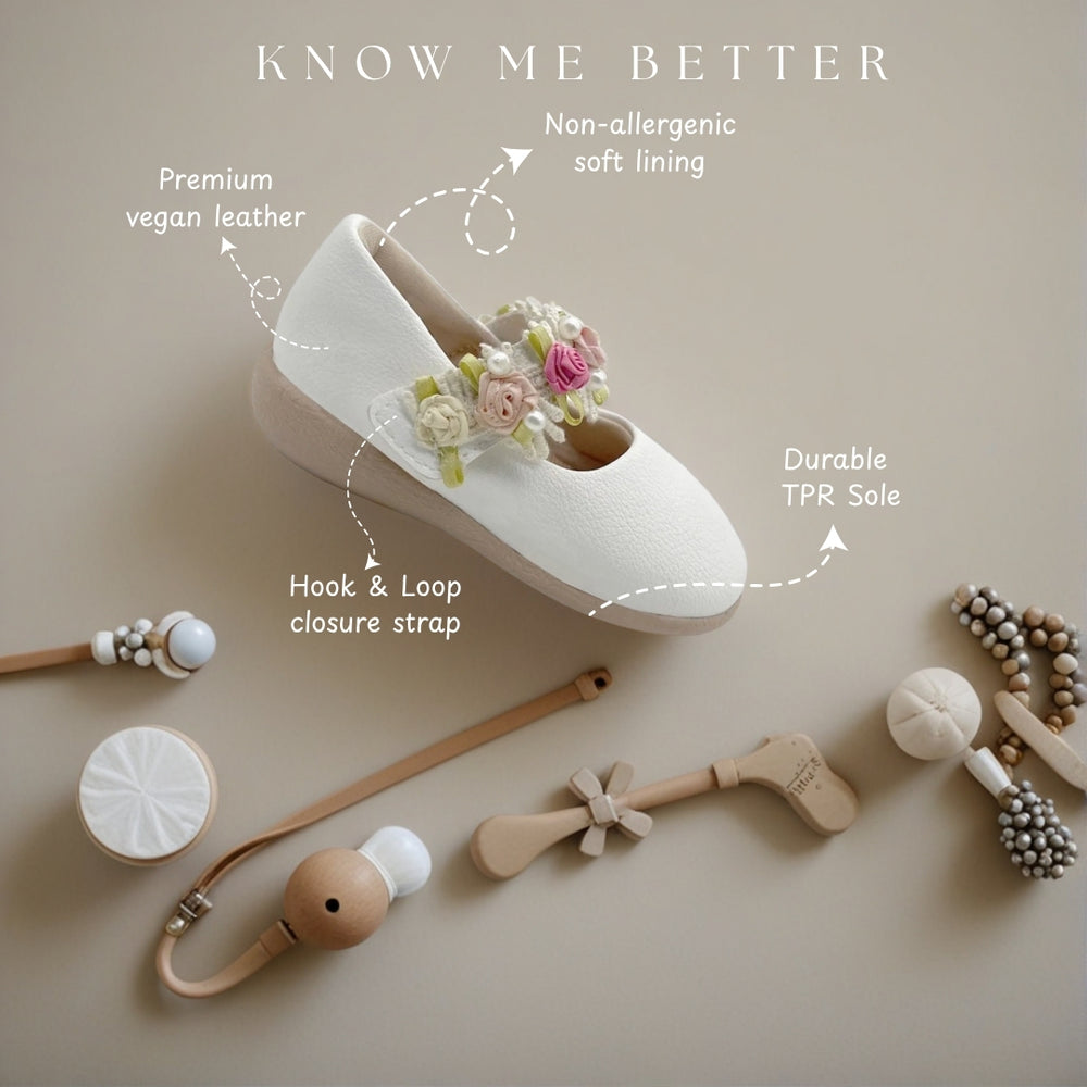 Gardenia Baby Girls Pearl White Ballerinas