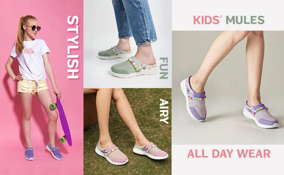 Summer Breeze Girls Purple Slip-On Mules