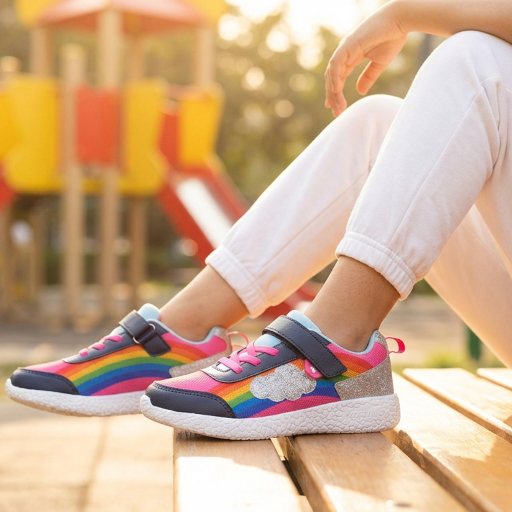 Surge Girls Pink Rainbow Shimmer Sneakers