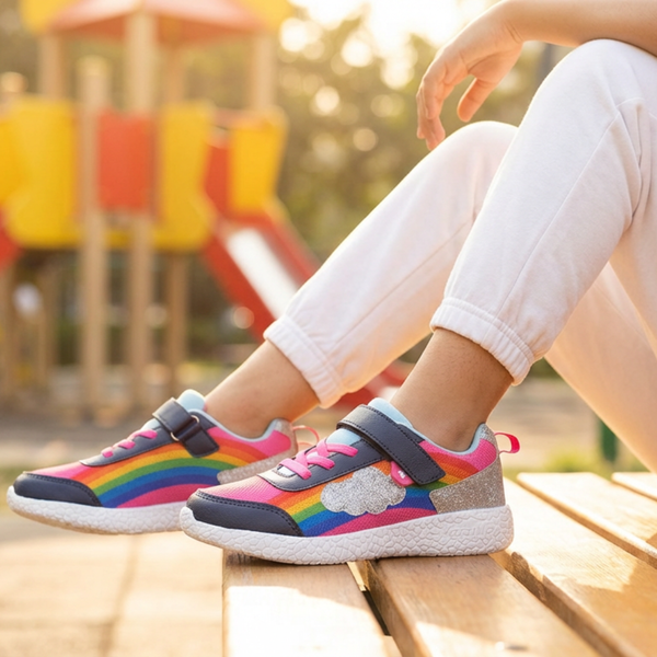 Surge Girls Pink Rainbow Shimmer Sneakers