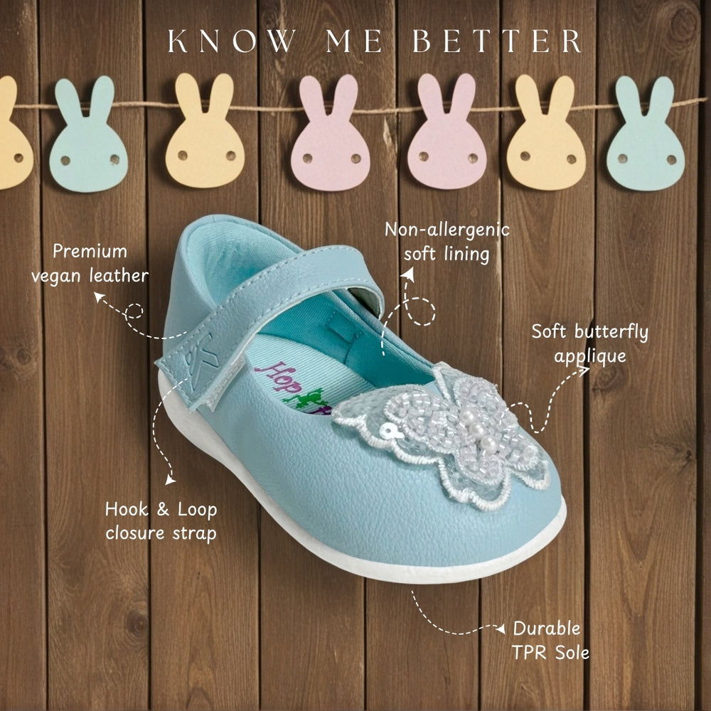 Gardenia Baby Girls Sky Blue Butterfly Ballerinas