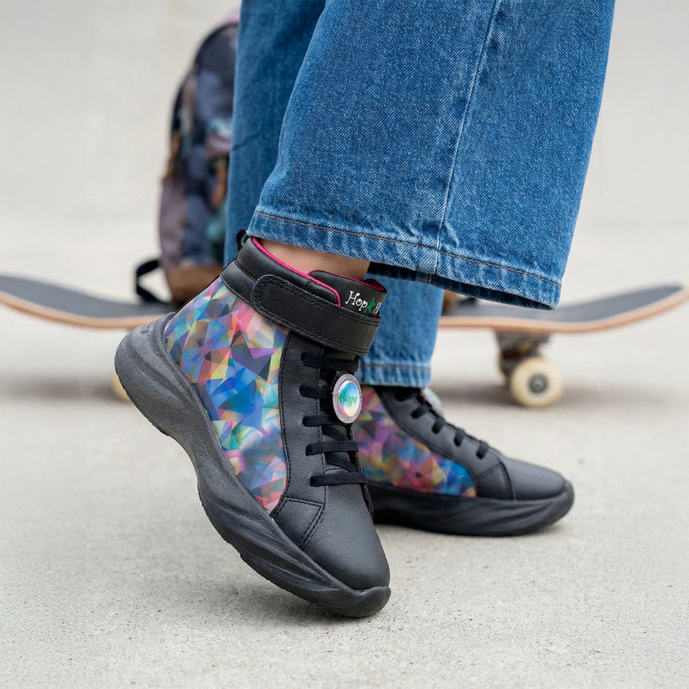 Rise-Prism Black with Multicolour 3-D Effect Removable Charms - Hopits
