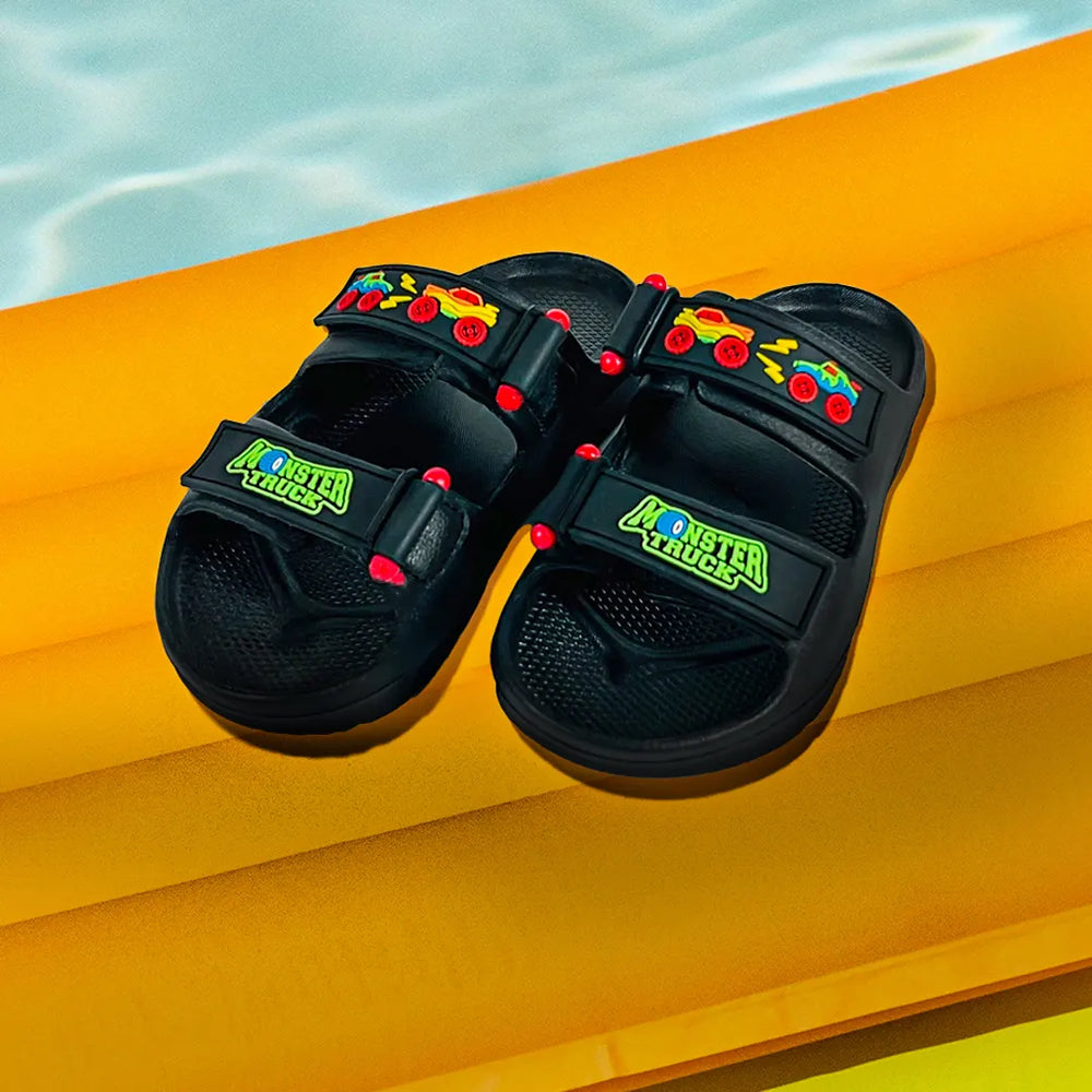 Evolve Boys Black Monster Truck Waterproof Sandals