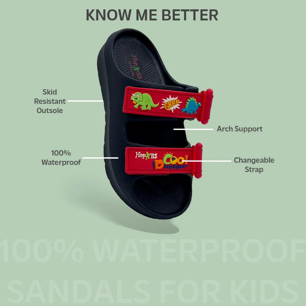 Evolve- Hopits Boys Navy Blue cool Dinosaur Water Proof Sandal - Hopits