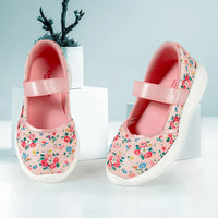 Trotter Girls Peach Floral Ballerinas