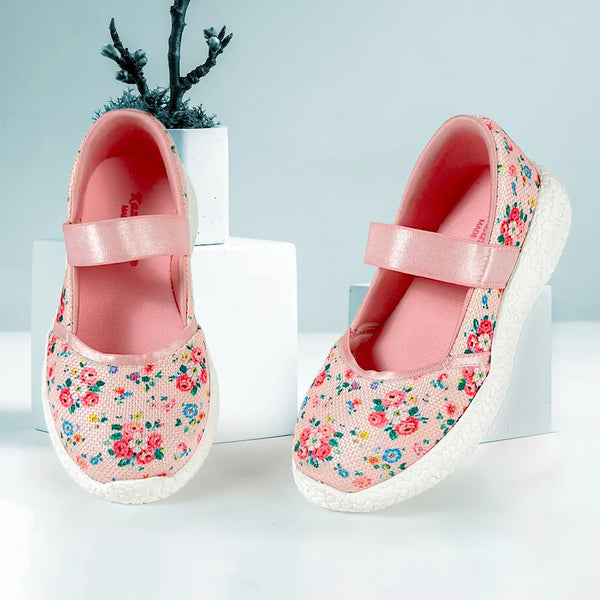 Trotter Girls Peach Floral Ballerinas