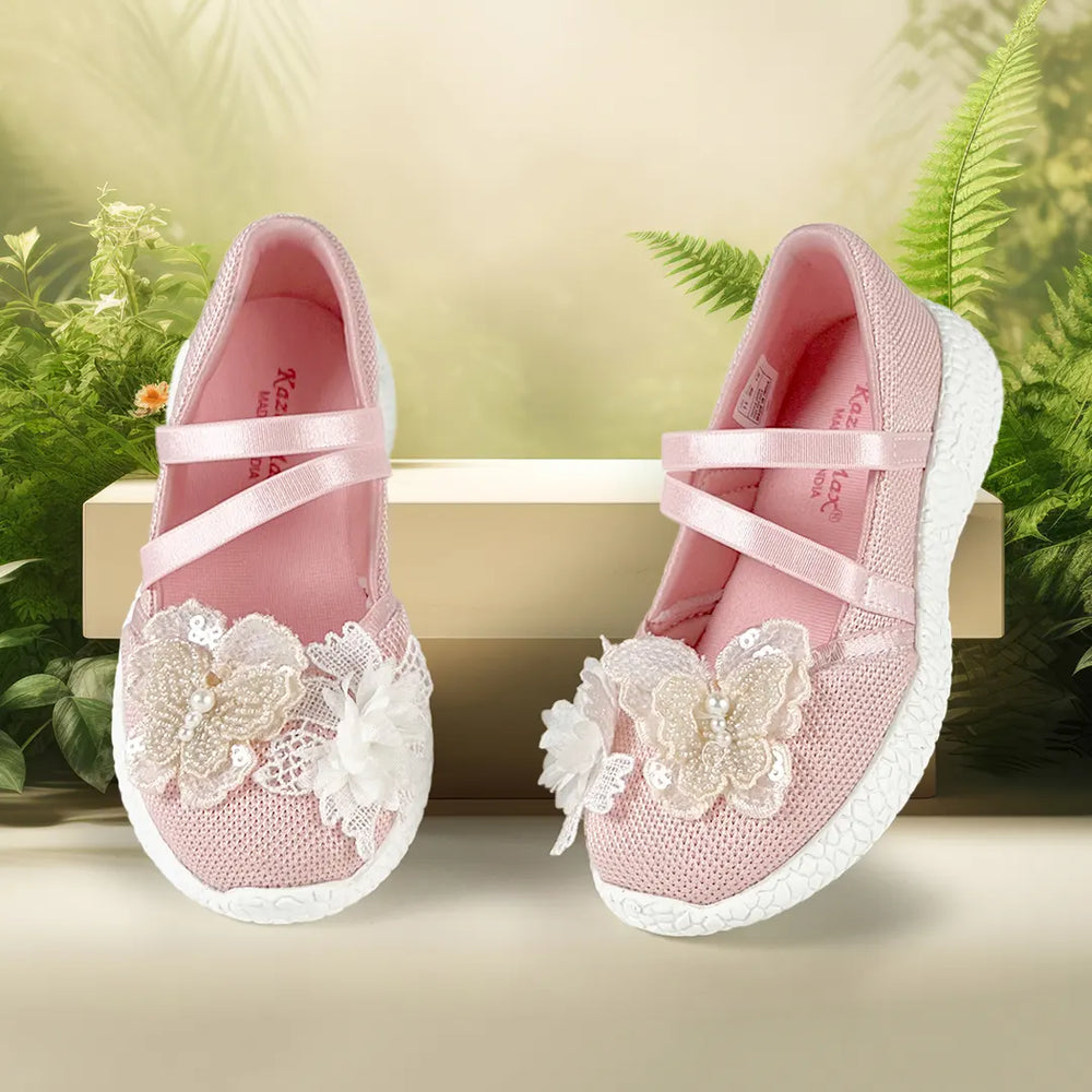 Trotter Girls Peach Butterfly Ballerinas