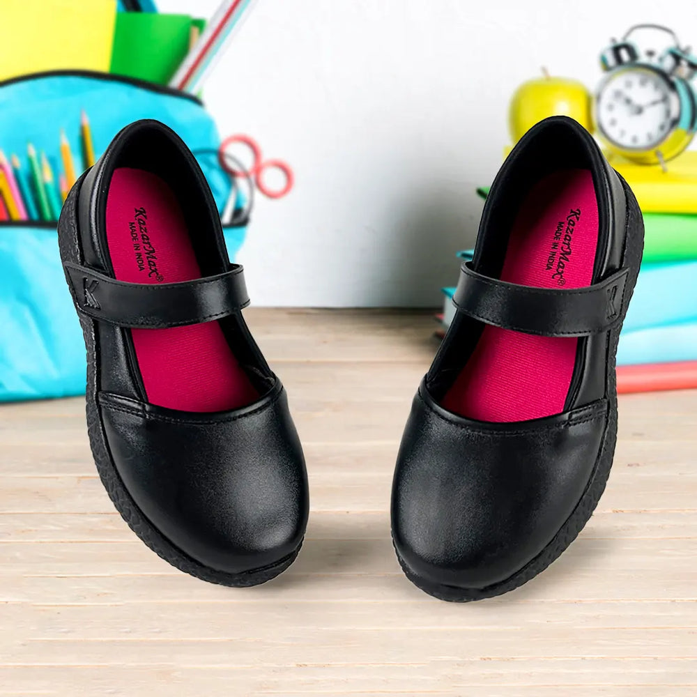 Trotter Girls Black School Ballerinas