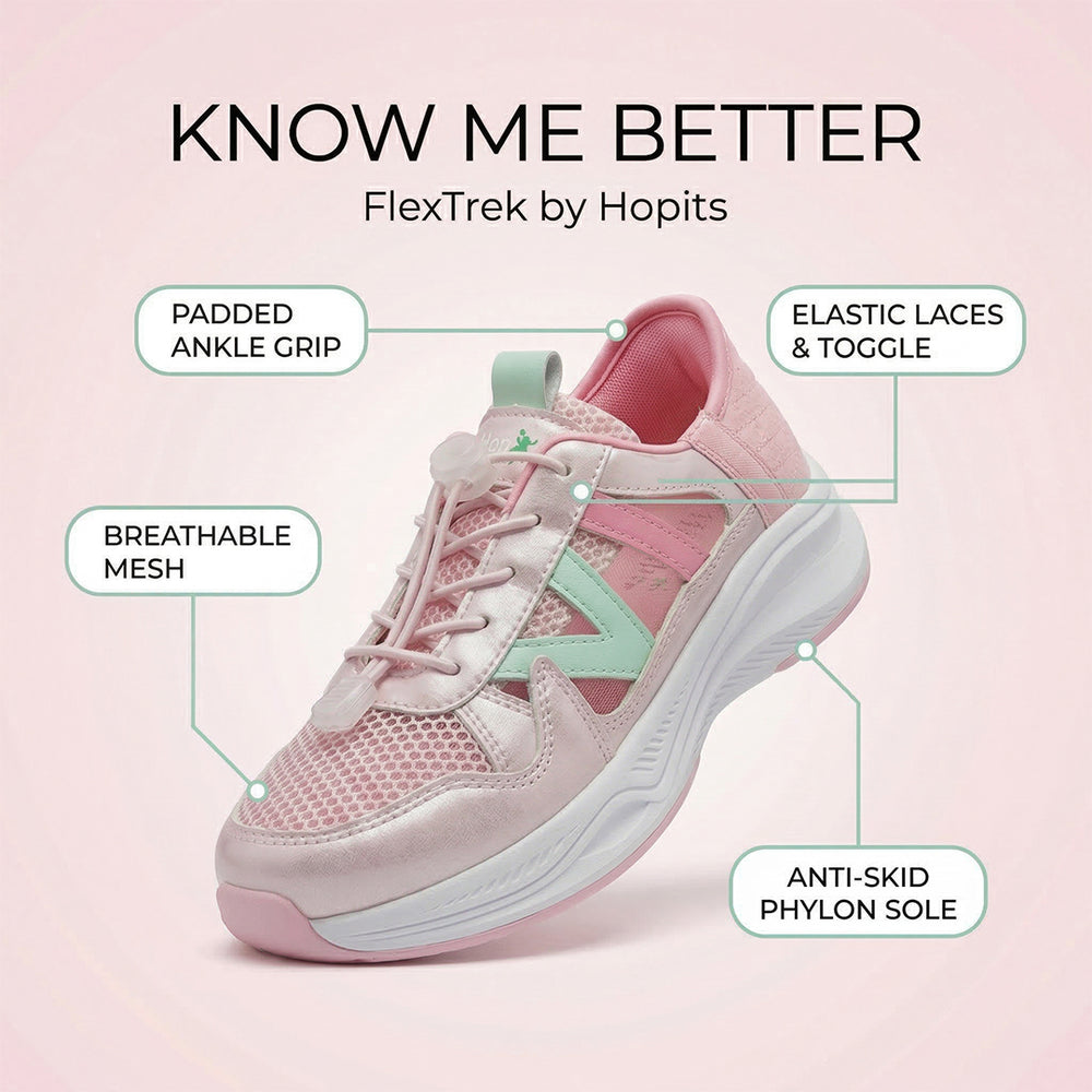FlexTrek Toggle Clasp Closure Sneaker Shoes-Pink - Hopits