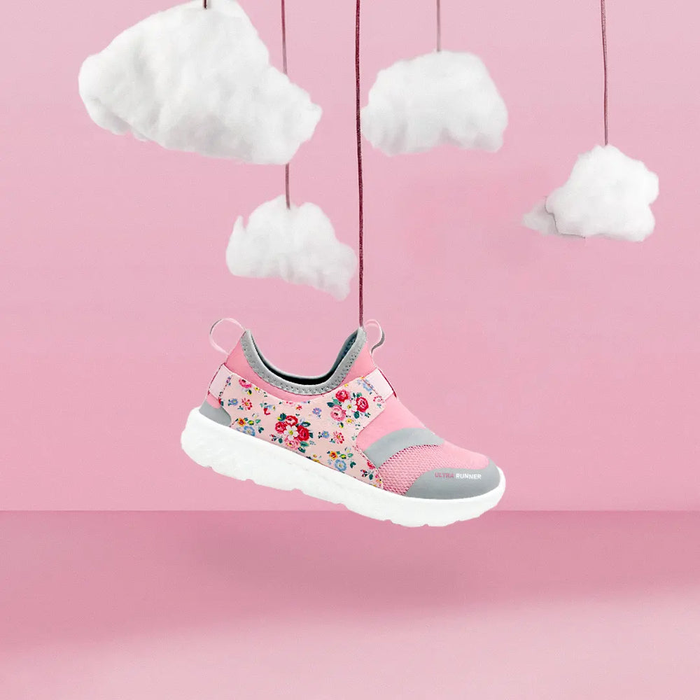 Ultra Runner Girls Peach Floral Sneakers