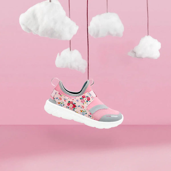 Ultra Runner Girls Peach Floral Sneakers
