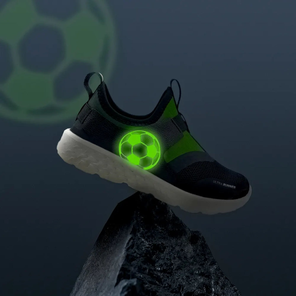 Ultra Runner Boys Black Football Glow Sneakers