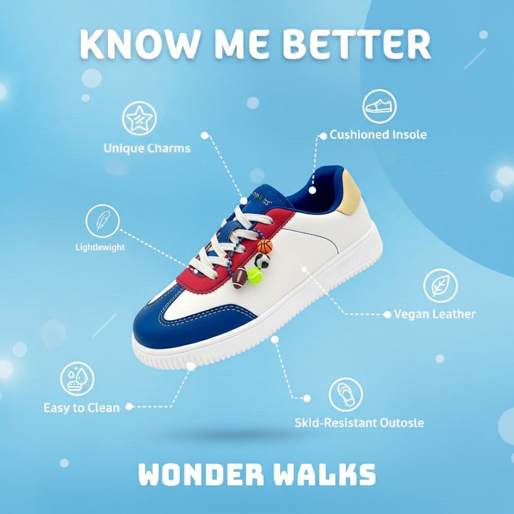 WonderWalk All Star Sports Modified Lace-Up & Hook Loop Closure Casual Sneakers Shoes-White - Hopits