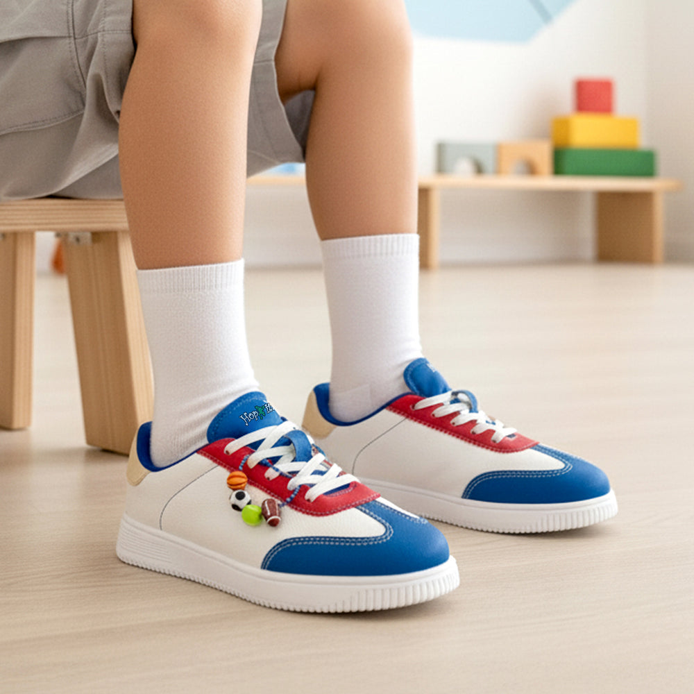 WonderWalk All Star Sports Modified Lace-Up & Hook Loop Closure Casual Sneakers Shoes-White - Hopits