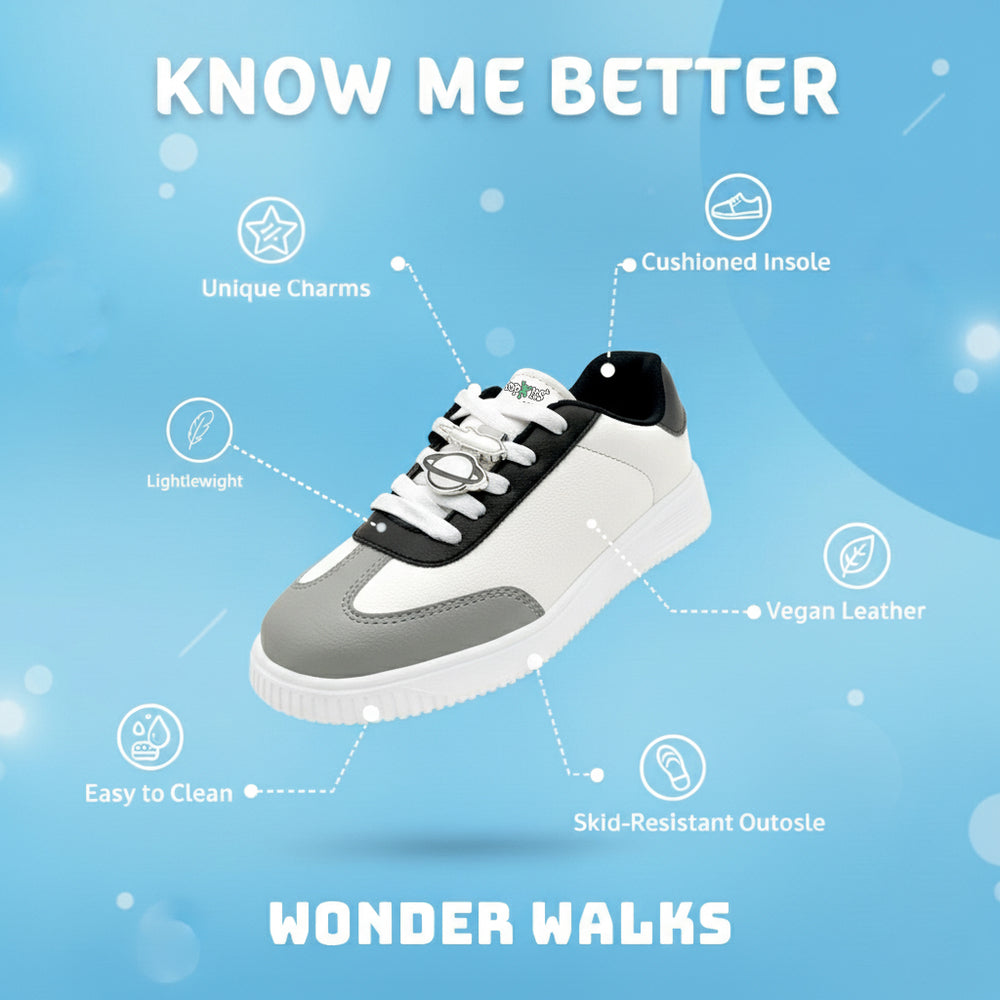 WonderWalk Rock Jam Modified Lace-Up & Hook Loop Closure Casual Sneakers Shoes-Grey - Hopits