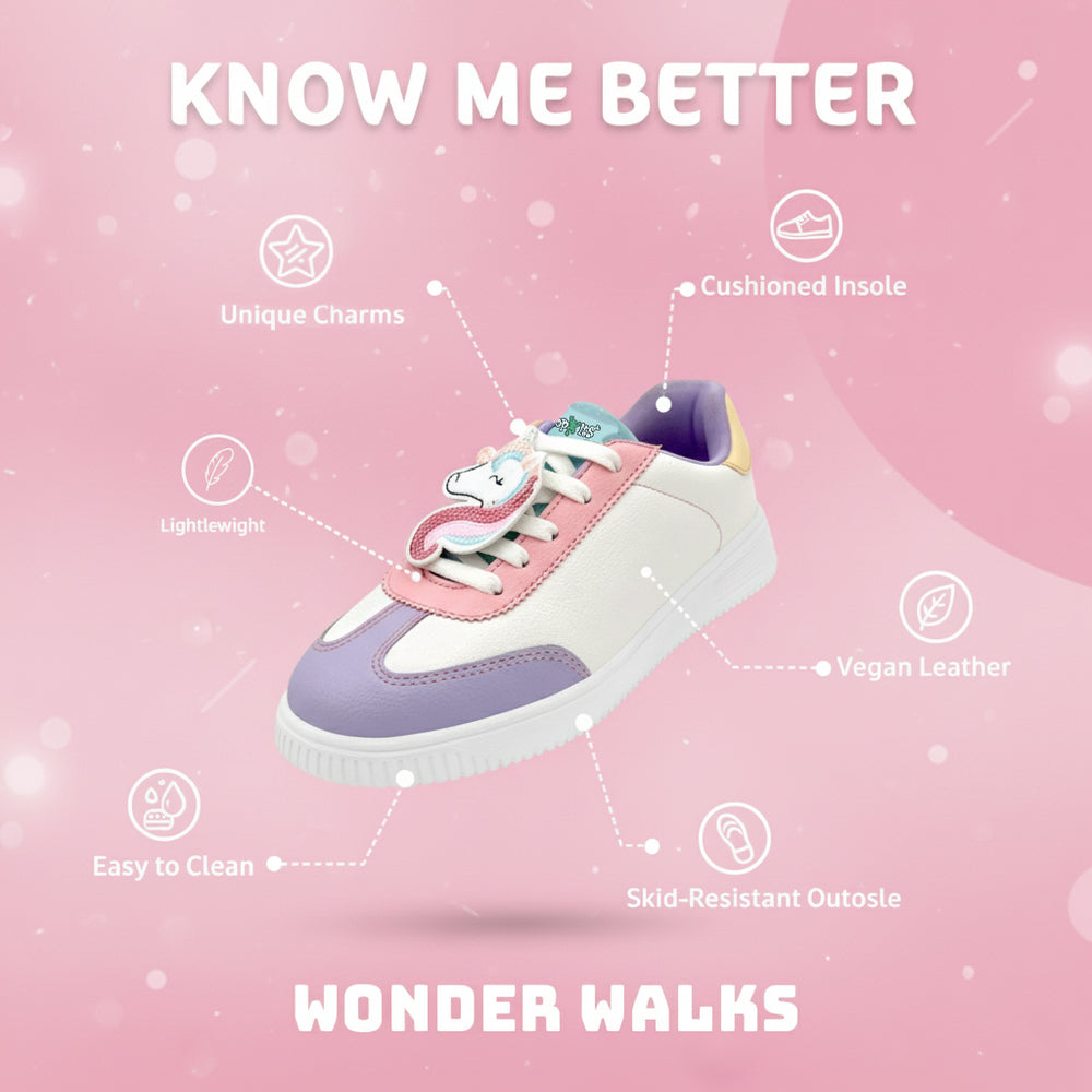 WonderWalk Unicorn Love Modified Lace-Up & Hook Loop Closure Casual Sneakers Shoes-Purple - Hopits